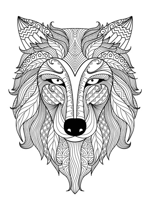 incredible wolfs head wolves adult coloring pages