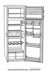 Empty Fridge Refrigerator Open Illustration Vector Drink Coloring Template Isolated Vertical Background Sketch Pages Cartoon Shutterstock Para Colorear sketch template