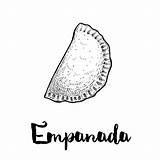 Empanada Typique Icônes Dessiné Modèle Amérique Cliparts Animés sketch template