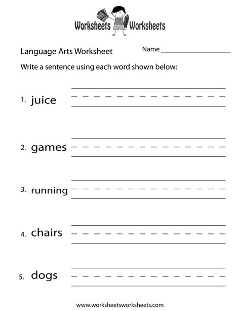 english language arts worksheet  printable educational worksheet