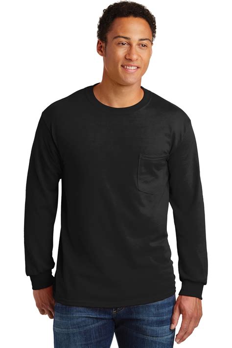 gildan ultra cotton  cotton long sleeve  shirt  pocket  custom shirt shop