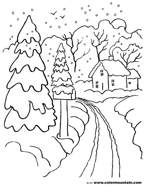 winter season  nature printable coloring pages