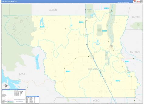 colusa county ca zip code wall map basic style  marketmaps mapsales