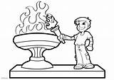 Coloring Olympic Torch Olympique Coloriage Flamme Pages Dibujo Olympische Vlam Feuer Olympisches Colorear Kids Llama Malvorlage Para Kleurplaat Carry Flame sketch template