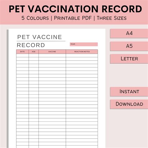 cat vaccination record printable   calendar printable