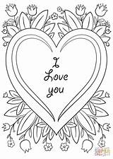 Coloring Pages Card Valentine Printable Valentines Cards Kids Loves Drawing sketch template