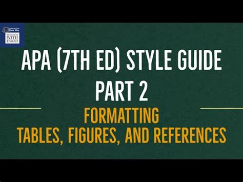 style guide part  format tables figures  references youtube
