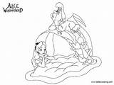 Wonderland Alice Coloring Pages Caterpillar Printable Kids Color sketch template
