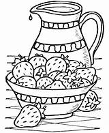 Coloring Thanksgiving Dinner Food Strawberries Cream Sheets Bowel Para Em Pintura Tecido Jarra Morangos Printable sketch template