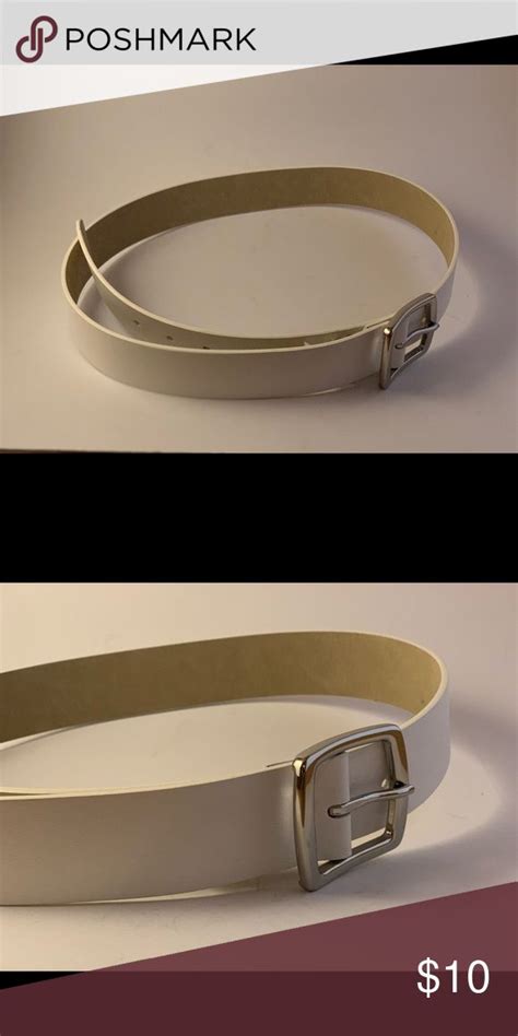 plain white belt plain white belt  silver buckle accessories belts