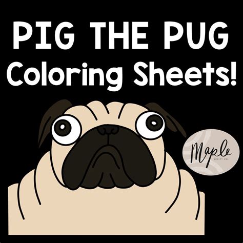 pug coloring sheets instant  printable animalpug etsy