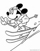 Mickey Coloring Skiing Mouse Pages sketch template