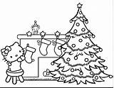 Coloring Christmas Tree Pages Kitty Hello Drawing Printable Cute Color Trees Eve Fireplace Girls Drawings Merry Getdrawings Steps Presents Adults sketch template