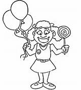 Coloring Lollipop Girl Pages Happy Color Girls Print Balloons Kids Supercoloring Desserts Holding sketch template