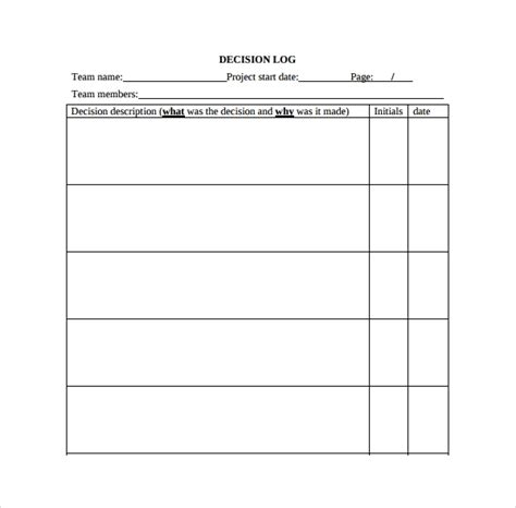 sample decision log template   documents   word