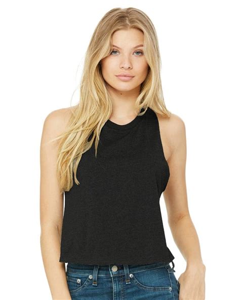 bella canvas womens racerback cropped tank  embroidery  screen