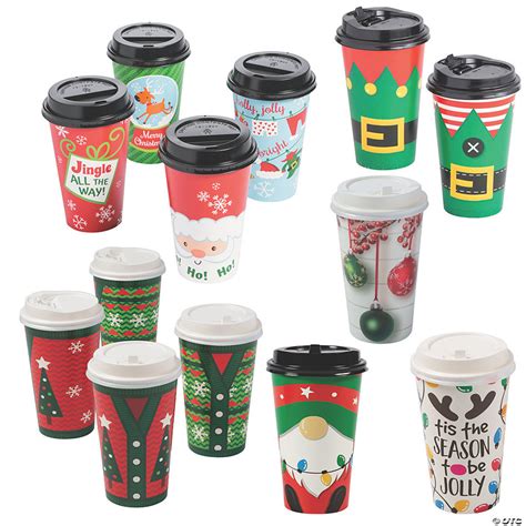 bulk christmas insulated coffee cup assortment  lids  pc