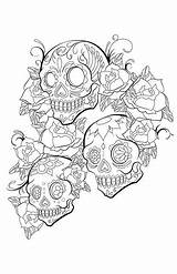 Skull Skulls Teschio Coroflot Calaveras Tatuaggi Messicano Mexicanas Pagine Colorazione Mcanulty Tanner sketch template