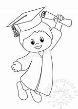 Graduation Boy Vector Illustration Coloring Happy Coloringpage Eu sketch template