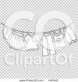 Clipart Drying Lineart Laundry Clothes Illustration Air Line Royalty Vector Visekart sketch template