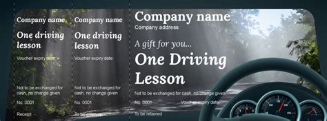 voucher design driving lessons gift vouchers template performance ticket printers