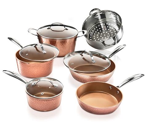 gotham steel hammered copper pots  pans holiday collection  piece premium nonstick