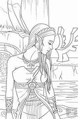 Zelda Coloring Pages Legend Goddess Wild Hylian Breath sketch template