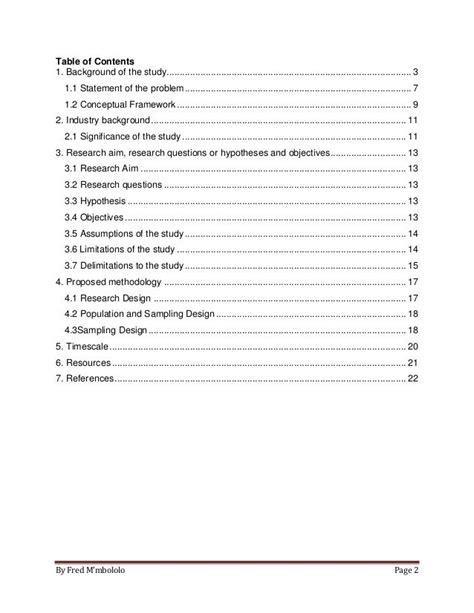sample table  contents  research paper  papers