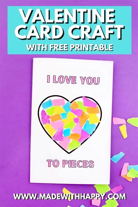 valentine card craft  printable  love   pieces kids crafts