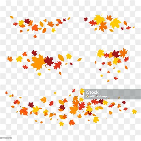 autumn falling leaves isolated stock illustration  image