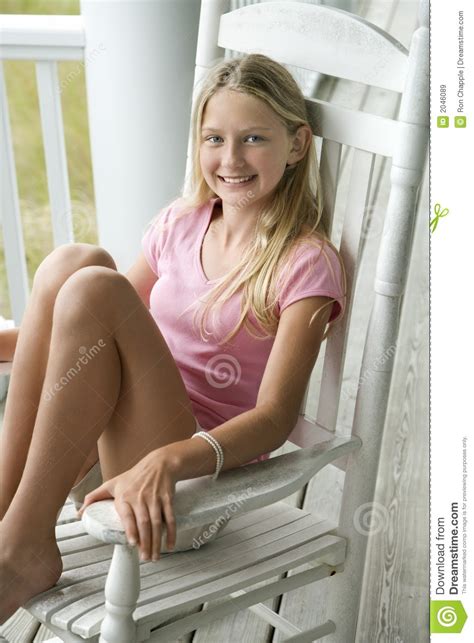 Girl Sitting In Chair Stock Image Image Of Chair