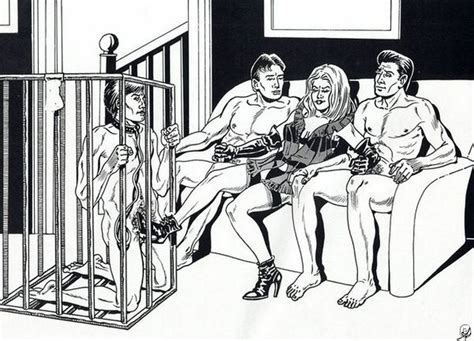 cuckold husband locked in a cage femdom artists femdom art