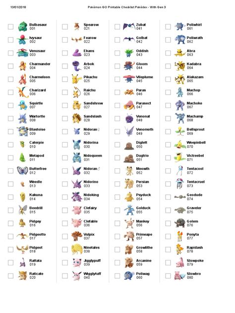 pokemon  printable checklist pokedex  gen   pokemon