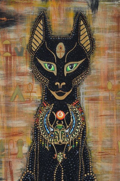 Egyptian Cat Goddess Bastet Dot Painting Olesea Arts