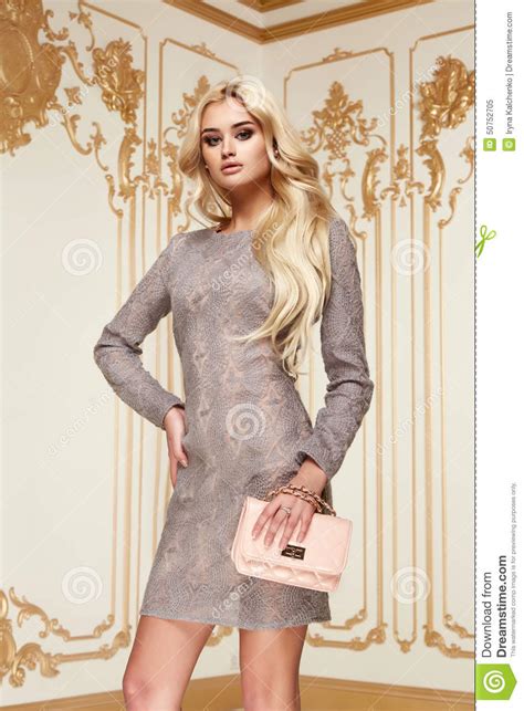 Sexy Beauty Business Woman In Fashion Dress Perfect Slim