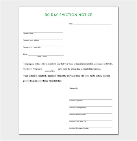 eviction notice template  blank notices  word  format