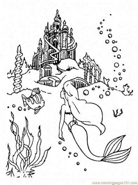 Coloring Pages Ariel Is Going To The Castle Cartoons