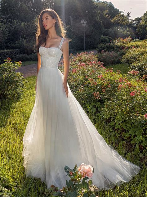 bustier style   wedding dress  pearl waistline