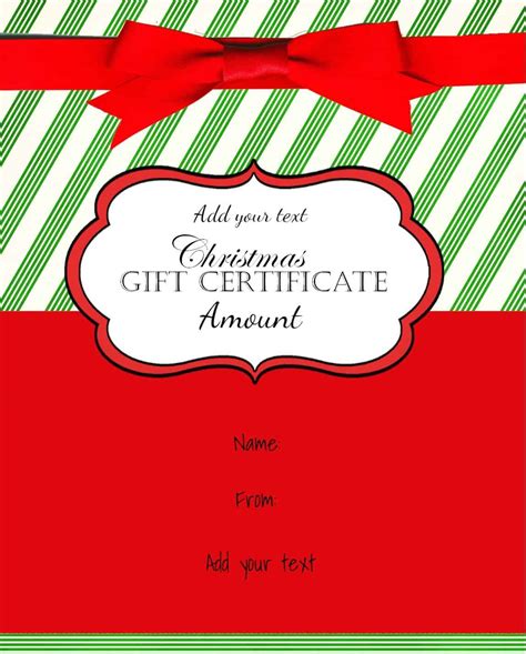 christmas gift certificate template customize