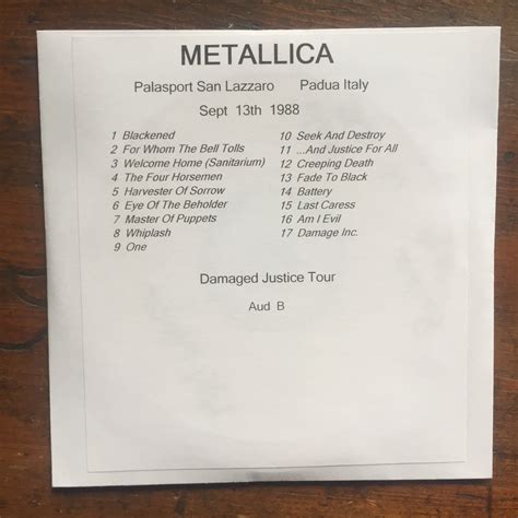 Metallica 2 Cd Padua Italy 1988