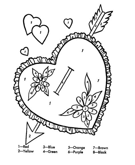 color  numbers valentine heart valentines day coloring pages