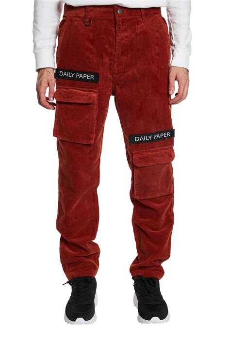 daily paper cargo pants corduroy orange xnl