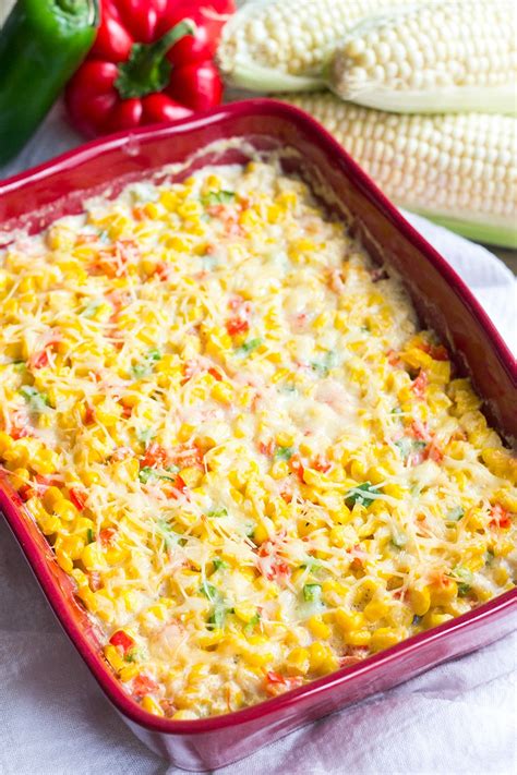 Creamed Corn Casserole With Peppers • Bread Booze Bacon