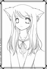 Anime Fox Coloring Pages Girl Cute Drawing Getdrawings sketch template
