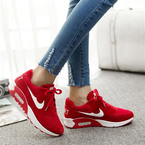 women shoes  fashion red wedge sneakers  top air mesh cozy zapatos mujer sport running