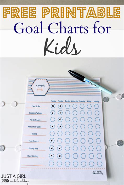 printable goal charts  kids mom  real