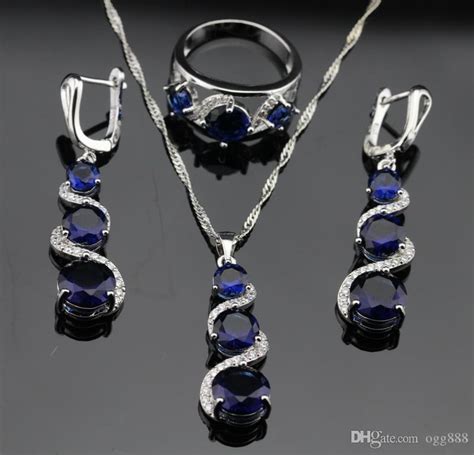 2021 2016 Hot New Blue Sapphire Jewelry Sets For Women 925