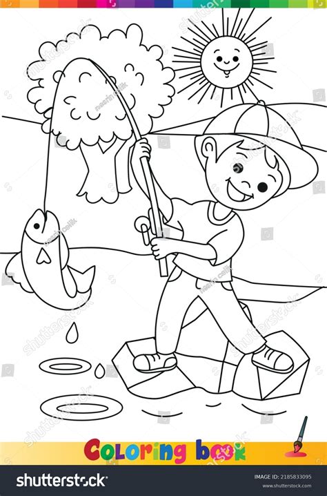 fishing coloring page   royalty  licensable stock vectors