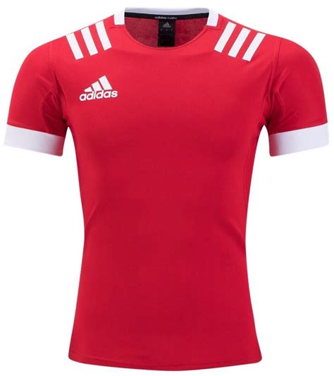 adidas  stripes rugby jersey red adidas team wear