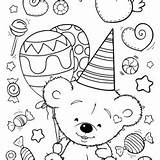 Coloring Pages Cuties Balloons Bear Holiday sketch template